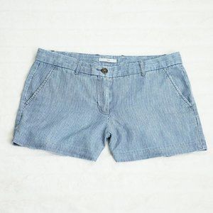 Gap Women Soft Cotton Shorts Sz 4—Blue/White Pinstripe 100% Cotton Zip